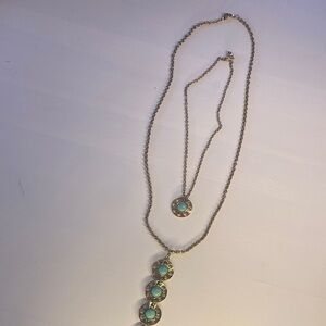 Elegant Gold and Turquoise Pendant Necklace